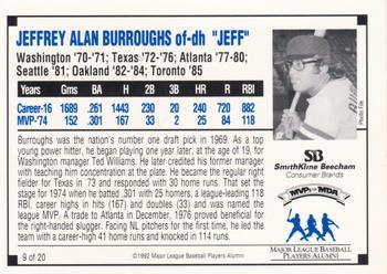 1992 SmithKline Beecham MVPs for MDA #9 Jeff Burroughs Back