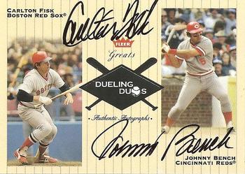 2002 Fleer Greats of the Game - Dueling Duos Autographs #NNO Johnny Bench / Carlton Fisk Front