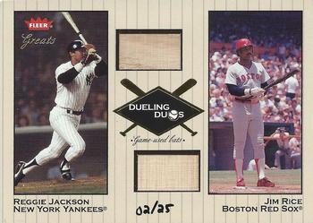2002 Fleer Greats of the Game - Dueling Duos Game Used Double #NNO Reggie Jackson / Jim Rice  Front