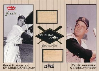2002 Fleer Greats of the Game - Dueling Duos Game Used Double #NNO Enos Slaughter / Ted Kluszewski  Front