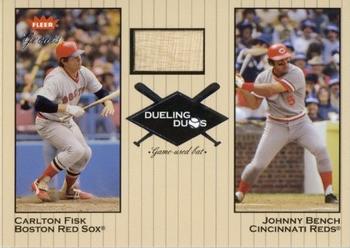 2002 Fleer Greats of the Game - Dueling Duos Game Used Single #DD-CF1 Johnny Bench / Carlton Fisk  Front