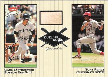 2002 Fleer Greats of the Game - Dueling Duos Game Used Single #DD-CY2 Tony Perez / Carl Yastrzemski  Front