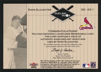 2002 Fleer Greats of the Game - Dueling Duos Game Used Single #DD-ES1 Enos Slaughter / Ted Kluszewski  Back
