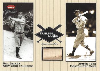 2002 Fleer Greats of the Game - Dueling Duos Game Used Single #DD-JF2 Jimmie Foxx / Bill Dickey Front