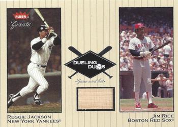 2002 Fleer Greats of the Game - Dueling Duos Game Used Single #DD-JR1 Reggie Jackson / Jim Rice  Front