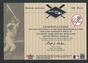 2002 Fleer Greats of the Game - Dueling Duos Game Used Single #DD-RJ2 Reggie Jackson / Jim Rice  Back