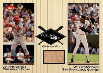 2002 Fleer Greats of the Game - Dueling Duos Game Used Single #DD-WM1 Johnny Bench / Willie McCovey Front