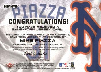 2002 Fleer Hot Prospects - MLB Hot Materials #HM-MP Mike Piazza Back