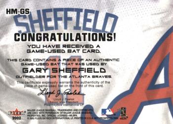2002 Fleer Hot Prospects - MLB Red Hot Materials #HM-GS Gary Sheffield  Back