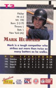 1996 Signature Rookies Old Judge - Top Prospect #T3 Mark Hubbard Back