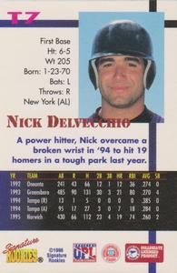 1996 Signature Rookies Old Judge - Top Prospect #T7 Nick Delvecchio Back