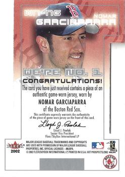 2002 Fleer Hot Prospects - We're No. 1 Memorabilia #WN-NG Nomar Garciaparra Back