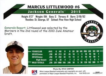 2015 Grandstand Jackson Generals #NNO Marcus Littlewood Back