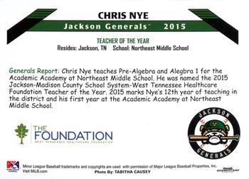 2015 Grandstand Jackson Generals #NNO Chris Nye Back