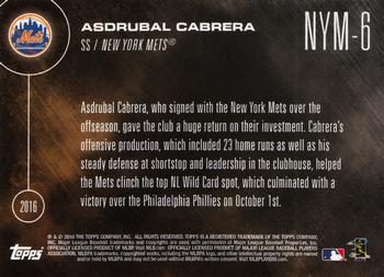 2016 Topps Now Postseason New York Mets #NYM-6 Asdrubal Cabrera Back