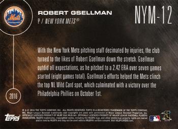 2016 Topps Now Postseason New York Mets #NYM-12 Robert Gsellman Back