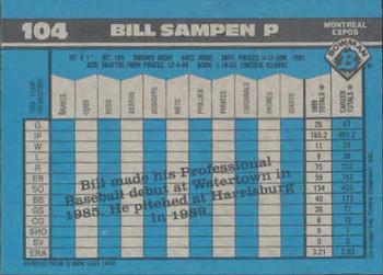 1990 Bowman #104 Bill Sampen Back