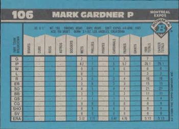 1990 Bowman #106 Mark Gardner Back