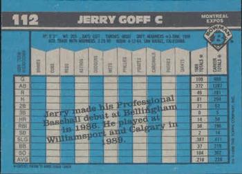 1990 Bowman #112 Jerry Goff Back