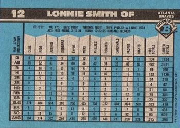 1990 Bowman #12 Lonnie Smith Back