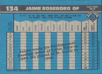 1990 Bowman #134 Jaime Roseboro Back