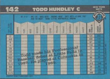 1990 Bowman #142 Todd Hundley Back
