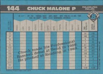1990 Bowman #144 Chuck Malone Back