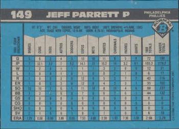 1990 Bowman #149 Jeff Parrett Back
