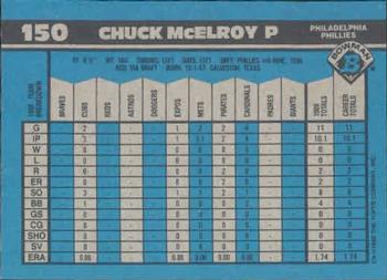 1990 Bowman #150 Chuck McElroy Back