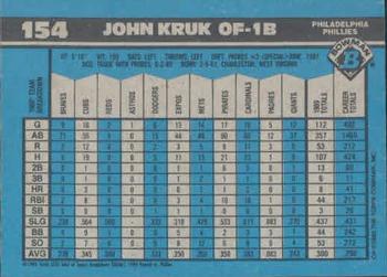 1990 Bowman #154 John Kruk Back