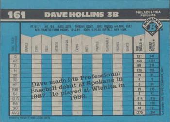 1990 Bowman #161 Dave Hollins Back