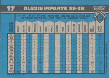 1990 Bowman #17 Alexis Infante Back