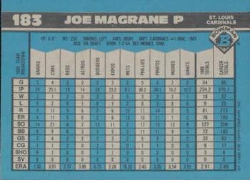 1990 Bowman #183 Joe Magrane Back