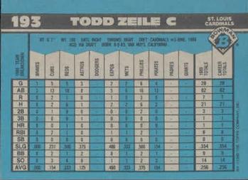 1990 Bowman #193 Todd Zeile Back