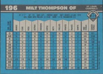 1990 Bowman #196 Milt Thompson Back