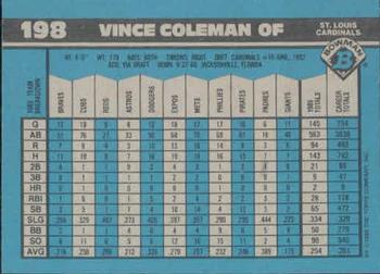 1990 Bowman #198 Vince Coleman Back