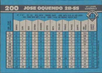 1990 Bowman #200 Jose Oquendo Back
