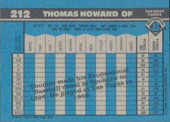 1990 Bowman #212 Thomas Howard Back