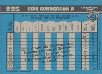 1990 Bowman #225 Eric Gunderson Back