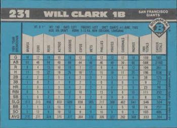 1990 Bowman #231 Will Clark Back