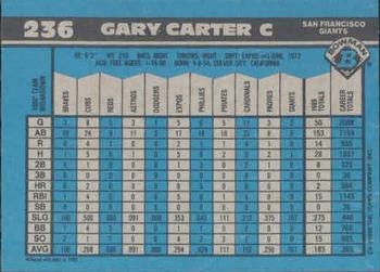 1990 Bowman #236 Gary Carter Back