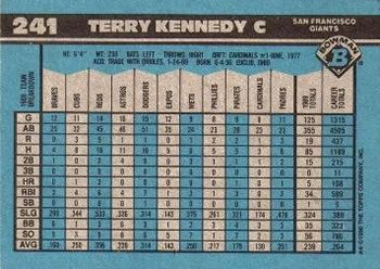 1990 Bowman #241 Terry Kennedy Back