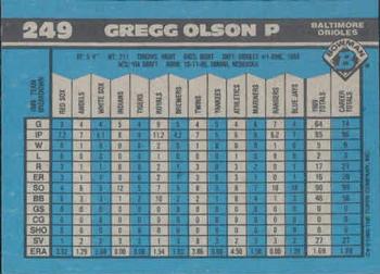 1990 Bowman #249 Gregg Olson Back
