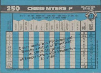 1990 Bowman #250 Chris Myers Back