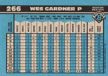 1990 Bowman #266 Wes Gardner Back