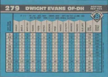 1990 Bowman #279 Dwight Evans Back