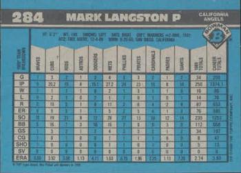 1990 Bowman #284 Mark Langston Back