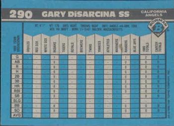 1990 Bowman #290 Gary DiSarcina Back
