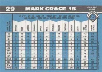 1990 Bowman #29 Mark Grace Back