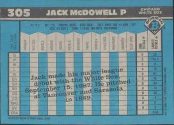 1990 Bowman #305 Jack McDowell Back